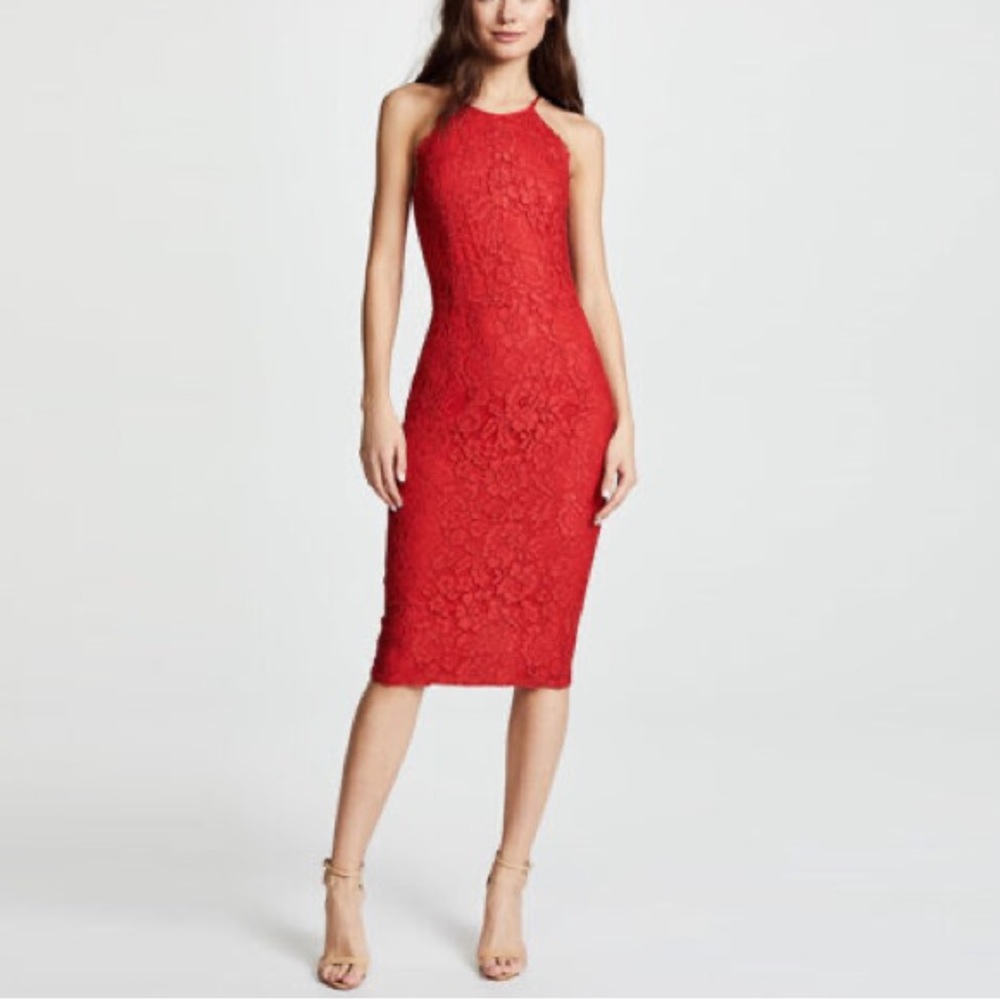 Yumi Kim Red Lace Halter Style Mini Dress Woman’s Size M